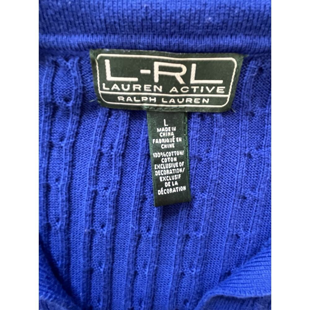 Ralph Lauren LRL Active Women’s Cable Knit Polo Sweater Top V-Neck VTG Size L - Picture 4 of 9